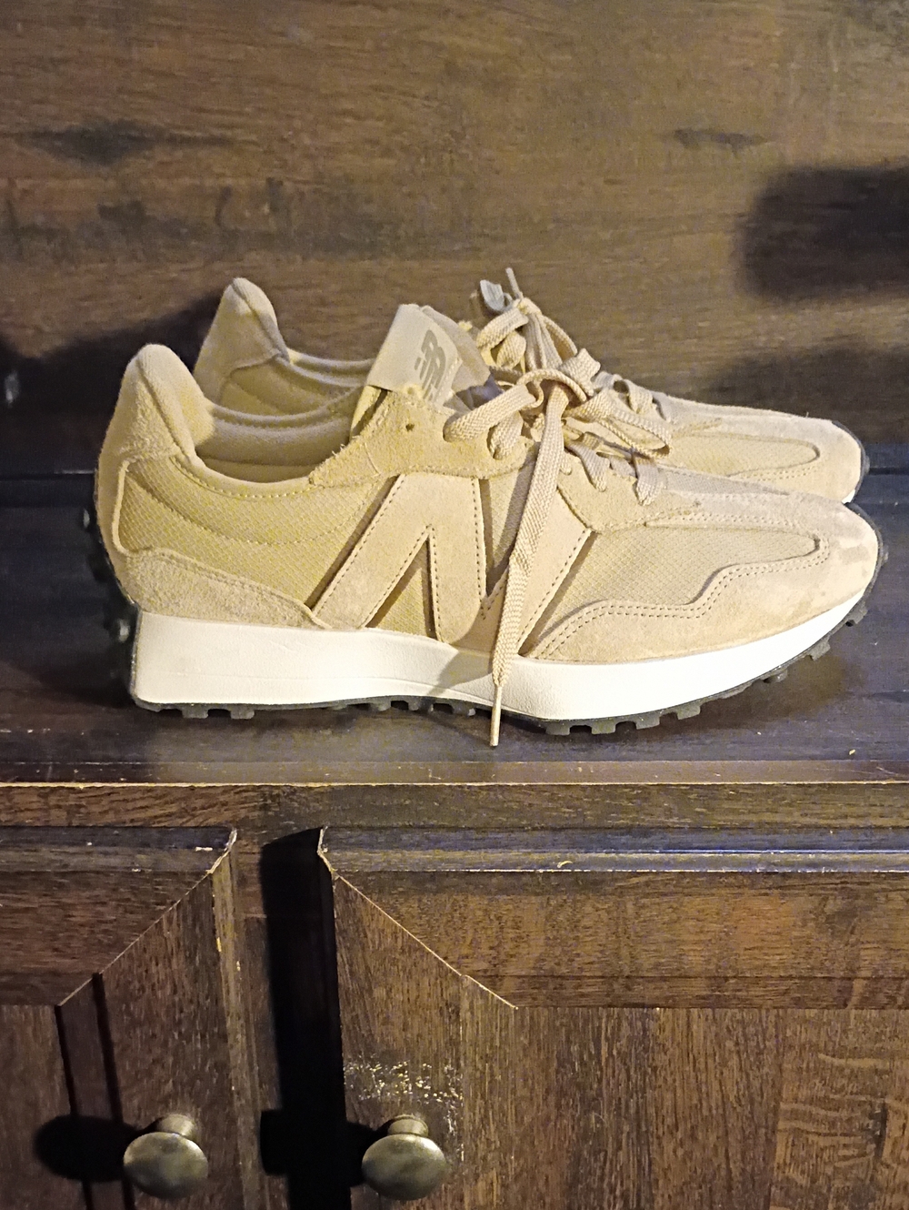 New Balance Men's Tan Suede & Mesh Sneakers